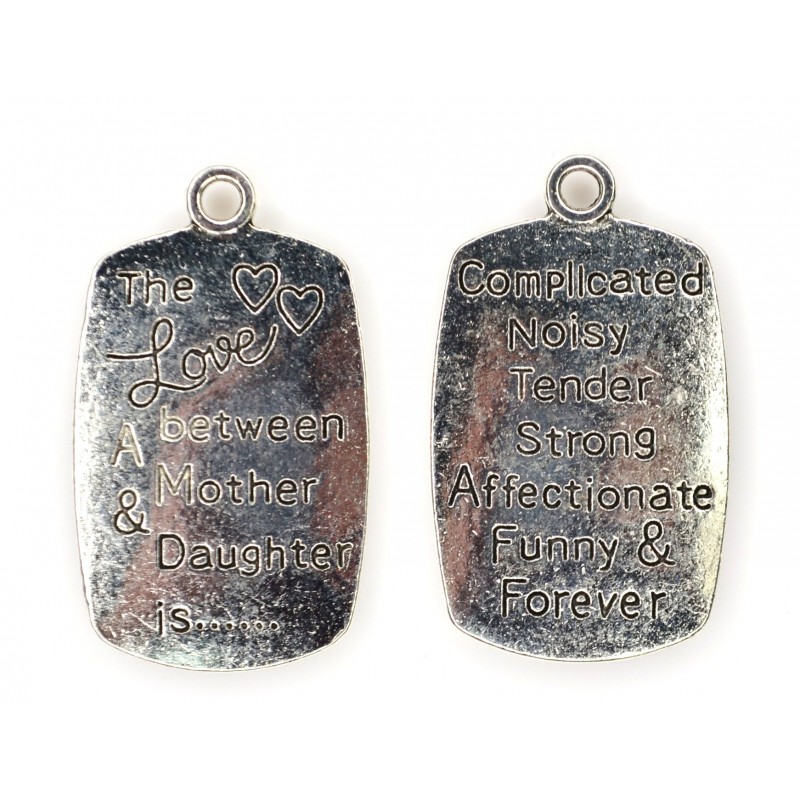 CHARM,RECTANGLE,20X34MM,ANTIQUE SILVER. SOLD PER PACK OF 3.