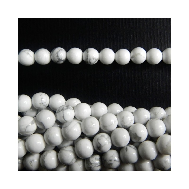 BEAD, HOWLITE, 6MM, ROUND. SOLD PER STRAND OF 16 INCH.