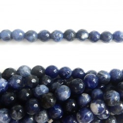 BEAD, SODALITE, 8MM, ROUND, FACETED, GRADE A. SOLD PER STRAND OF 15 INCH.