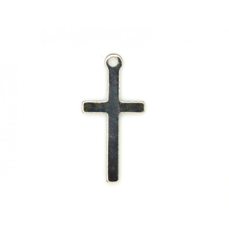 CHARM,CROSS,13X27MM,RHODIUM PLATED.N SOLD PER PACK OF 20.