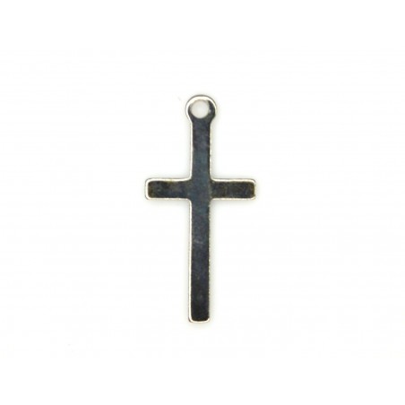 CHARM,CROSS,13X27MM,RHODIUM PLATED.N SOLD PER PACK OF 20.