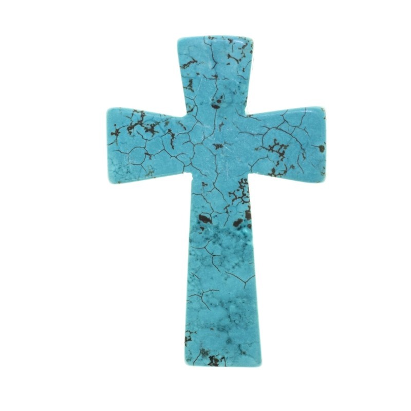 BEAD, TURQUOISE (DYED/STABILISED), 30X45MM, CROSS. SOLD INDIVIDUALLY.