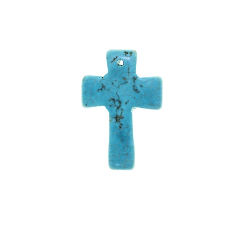 BEAD, TURQUOISE (DYED/STABILISED), 22X32MM, CROSS. SOLD INDIVIDUALLY.