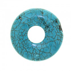 BEAD, TURQUOISE (DYED/STABILISED), 35MM, DONUT. SOLD INDIVIDUALLY.