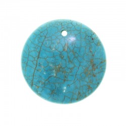 BEAD, TURQUOISE (DYED/STABILISED), 30MM, DISC. SOLD INDIVIDUALLY.