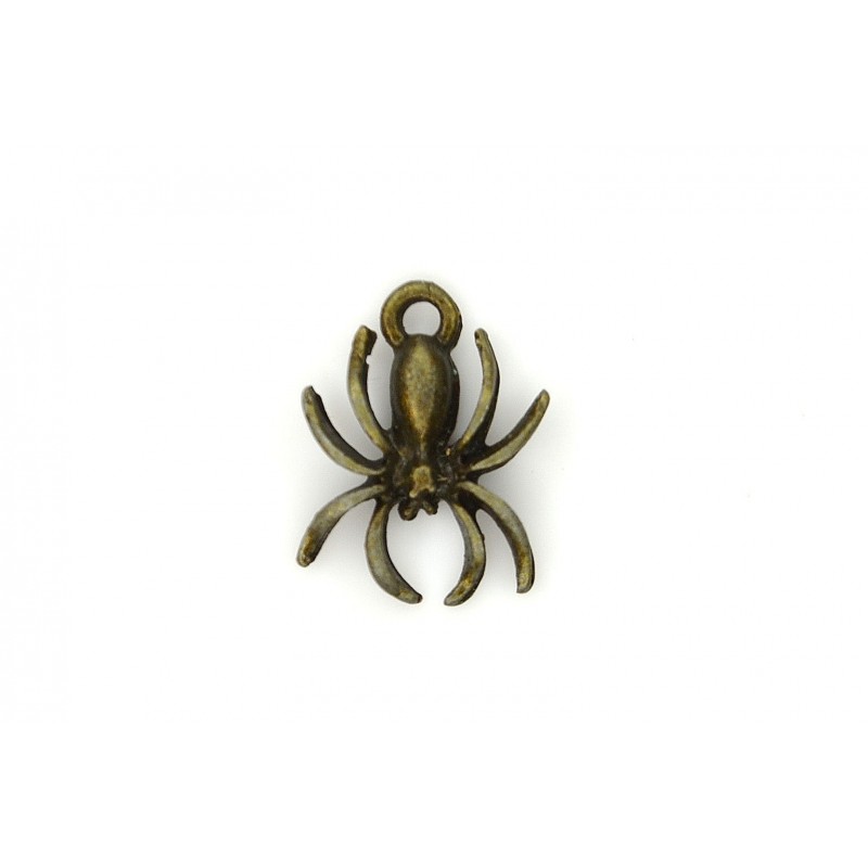 CHARM,SPIDER,13X18MM,ANTIQUE BRASS. SOLD PER PACK OF 10.