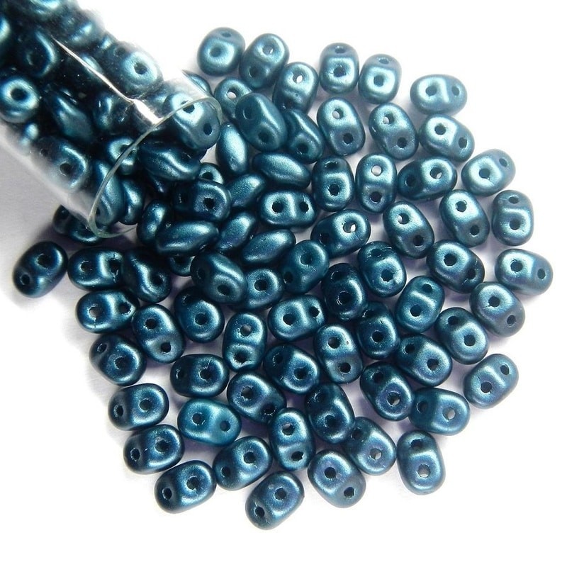 SUPERDUO, 2.5X5MM, PASTEL PETROL. SOLD PER TUBE OF 10GM.