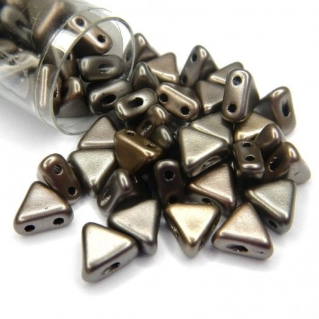 KHEOPS PAR PUCA, 6MM, 2-HOLE, CRYSTAL GREY RAINBOW. SOLD PER TUBE OF 9GM.