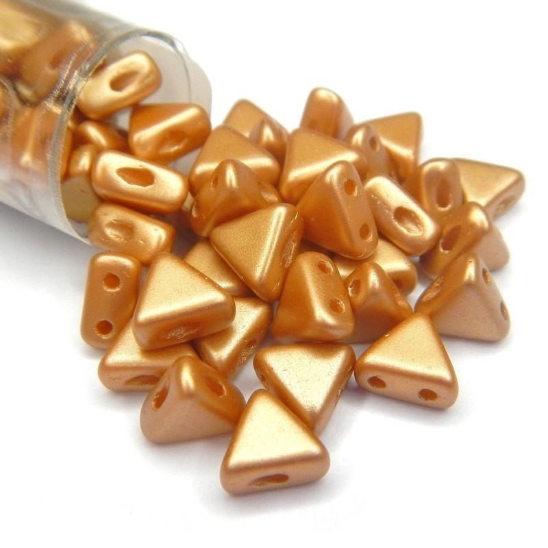 KHEOPS PAR PUCA, 6MM, 2-HOLE, PASTEL AMBER. SOLD PER TUBE OF 9GM.