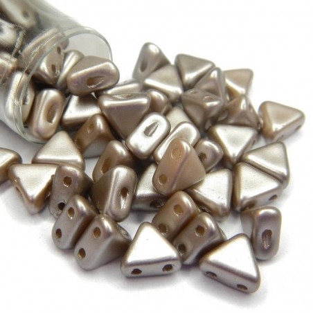 KHEOPS PAR PUCA, 6MM, 2-HOLE, PASTEL LIGHT BROWN COCO. SOLD PER TUBE OF 9GM.