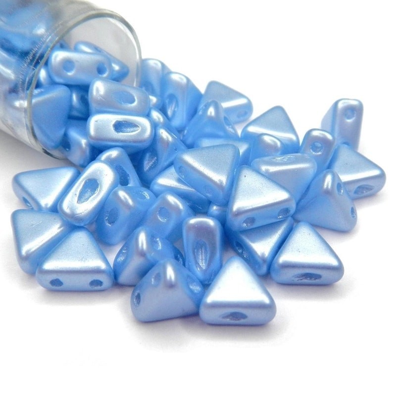 KHEOPS PAR PUCA, 6MM, 2-HOLE, PASTEL LIGHT SAPPHIRE. SOLD PER TUBE OF 9GM.