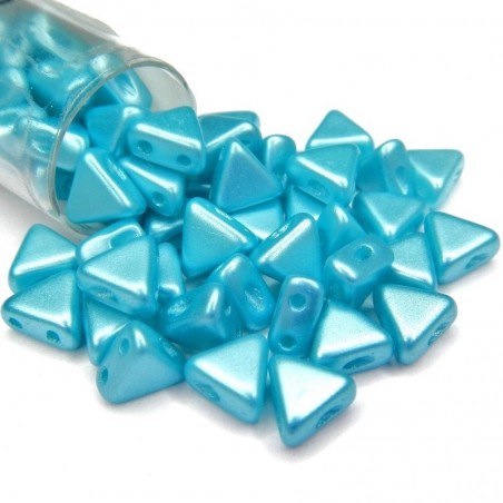 KHEOPS PAR PUCA, 6MM, 2-HOLE, PASTEL AQUA. SOLD PER TUBE OF 9GM.
