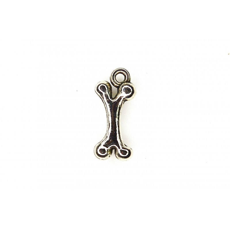 CHARM,BONE,9X19MM,ANTIQUE SILVER. SOLD PER PACK OF 25.