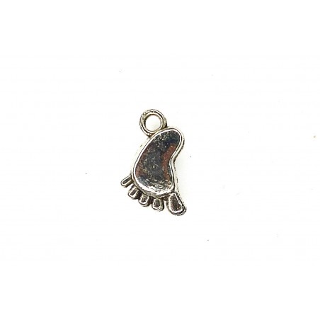 CHARM,FOOT,9X12MM,RHODIUM PLATED. SOLD PER PACK OF 25.