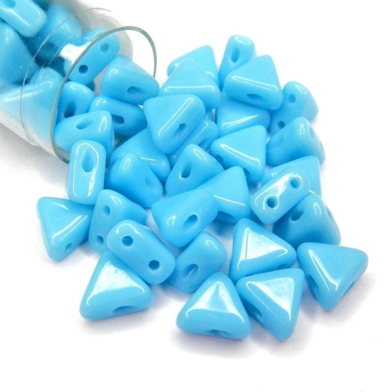 KHEOPS PAR PUCA, 6MM, 2-HOLE, OPAQUE TURQUOISE. SOLD PER TUBE OF 9GM.