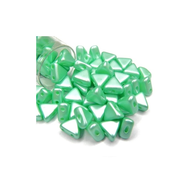 KHEOPS PAR PUCA, 6MM, 2-HOLE, PASTEL LIGHT GREEN/CHRYSOLITE. SOLD PER TUBE OF 9GM.