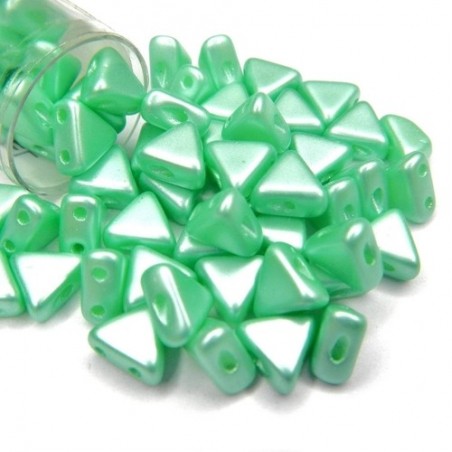 KHEOPS PAR PUCA, 6MM, 2-HOLE, PASTEL LIGHT GREEN/CHRYSOLITE. SOLD PER TUBE OF 9GM.