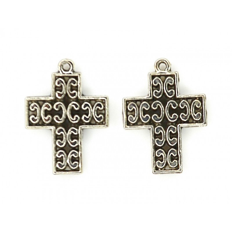 CHARM,CROSS,17X23MM,ANTIQUE SILVER. SOLD PER PACK OF 25.