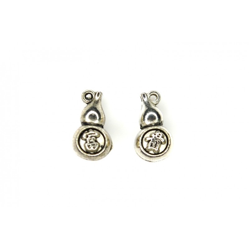 CHARM,BOTTLEGOURD,7X13MM,ANTIQUE SILVER. SOLD PER PACK OF 25.