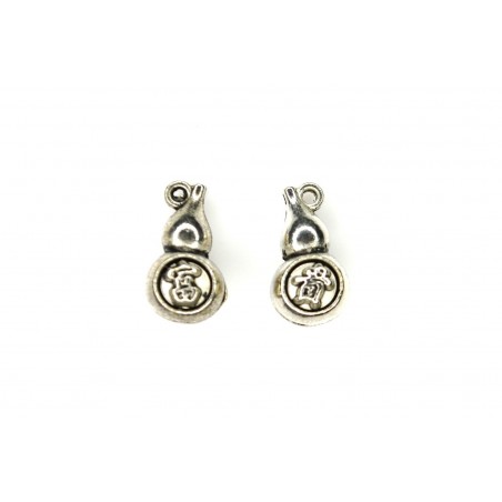 CHARM,BOTTLEGOURD,7X13MM,ANTIQUE SILVER. SOLD PER PACK OF 25.