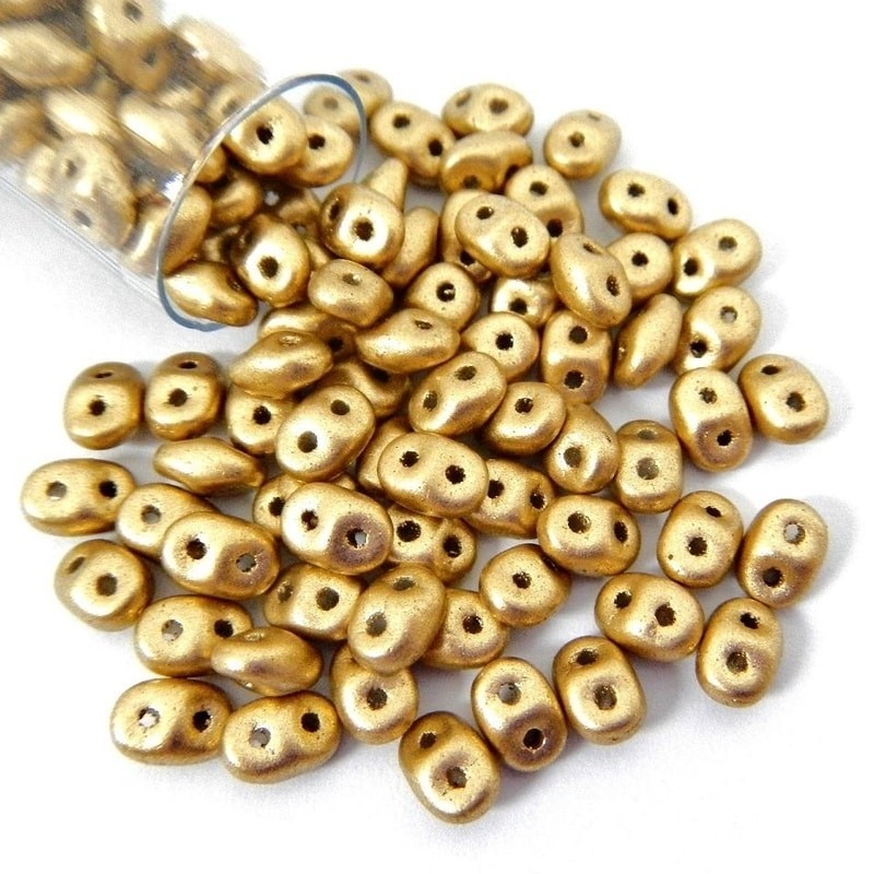 SUPERDUO, 2.5X5MM, CRYSTAL BRONZE PALE GOLD. SOLD PER TUBE OF 10GM.