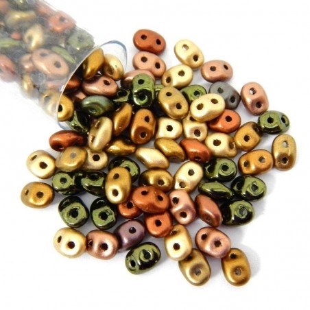 SUPERDUO, 2.5X5MM, VINTAGE COPPER. SOLD PER TUBE OF 10GM.