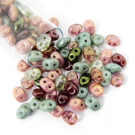 SUPERDUO, 2.5X5MM, ANTIQUE ROSE. SOLD PER TUBE OF 10GM.