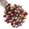 SUPERDUO, 2.5X5MM, RUBY CAPRI GOLD. SOLD PER TUBE OF 10GM.