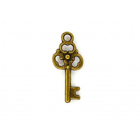 CHARM,3D KEY,10X23MM,ANTIQUE BRASS. SOLD PER PACK OF 10.