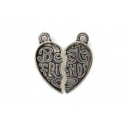 CHARM,HEART BEST FRIEND,19x22MM,ANTIQUE SILVER. SOLD PER PACK OF 4 SET.