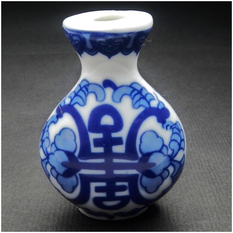 PORCELAIN, VASE, 42X59MM, BLUE. SOLD PER PACK OF 1.