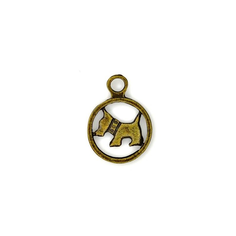 CHARM,DOG,12X19MM,ANTIQUE BRASS. SOLD PER PACK OF 10.