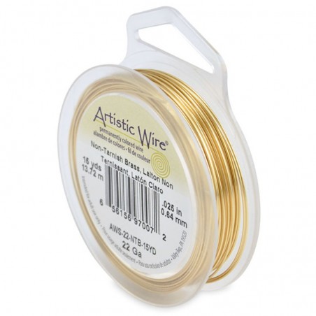 ARTISTIC WIRE, 22 GAUGE (0.64MM), TARNISH RESISTANT, BRASS. SOLD PER PACK OF 15YD.