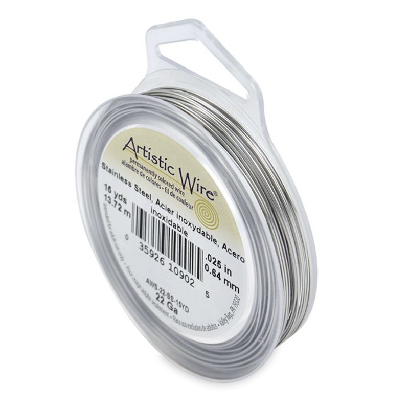 ARTISTIC WIRE, 22 GAUGE (0.64MM), STAINLESS STEEL. SOLD PER PACK OF 15YD.