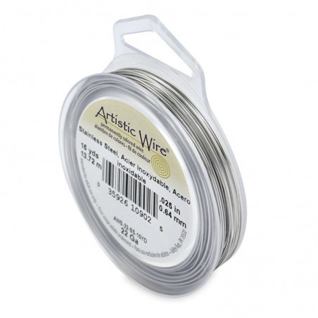 ARTISTIC WIRE, 22 GAUGE (0.64MM), STAINLESS STEEL. SOLD PER PACK OF 15YD.