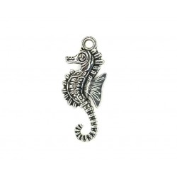 CHARM,SEAHORSE,12x29MM,RHODIUM PLATED,ALLOY BASE. SOLD PER PACK OF 8.