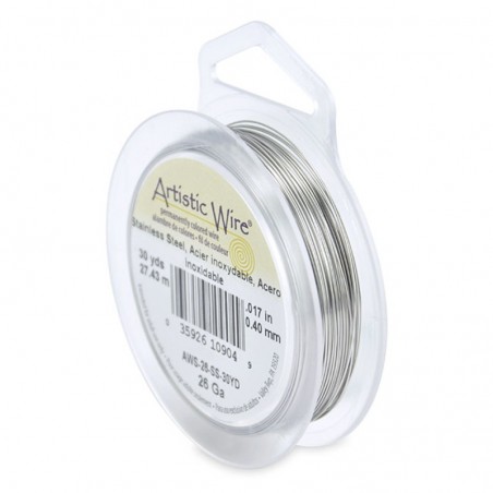 ARTISTIC WIRE, 26 GAUGE (0.41MM), STAINLESS STEEL. SOLD PER PACK OF 30YD.