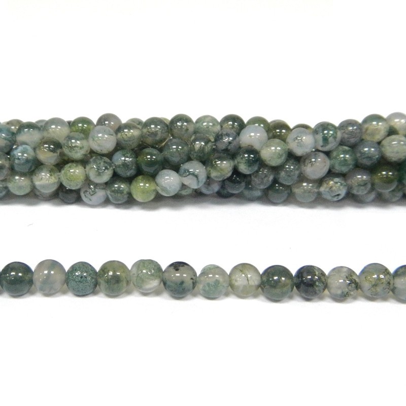 BEAD, MOSS AGATE, 4MM, ROUND. SOLD PER STRAND OF 16 INCH.