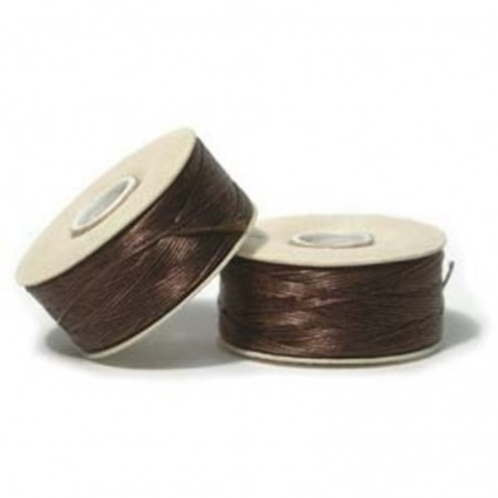 BEADING THREAD, NYMO, SIZE D, 0.30MM, BROWN. SOLD PER BOBBIN OF 64YD.