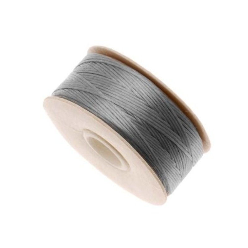 BEADING THREAD, NYMO, SIZE D, 0.30MM, GREY. SOLD PER BOBBIN OF 64YD.