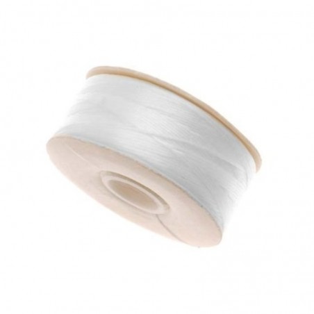 BEADING THREAD, NYMO, SIZE D, 0.30MM, WHITE. SOLD PER BOBBIN OF 64YD.