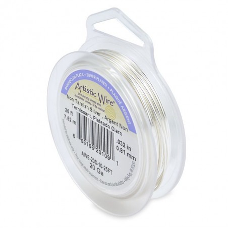 ARTISTIC WIRE, 20 GAUGE (0.81MM), TARNISH RESISTANT, SILVER. SOLD PER PACK OF 25FT.