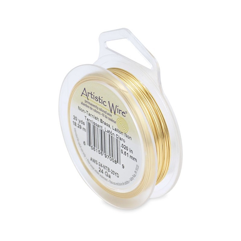 ARTISTIC WIRE, 24 GAUGE (0.51MM), TARNISH RESISTANT, BRASS. SOLD PER PACK OF 20YD.