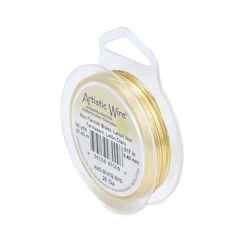 ARTISTIC WIRE, 26 GAUGE (0.41MM), TARNISH RESISTANT, BRASS. SOLD PER PACK OF 30YD.