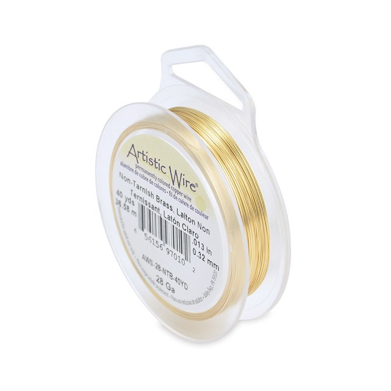 ARTISTIC WIRE, 28 GAUGE (0.32MM), TARNISH RESISTANT, BRASS. SOLD PER PACK OF 40YD.