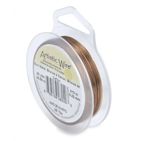 ARTISTIC WIRE, 28 GAUGE (0.32MM), ANTIQUE BRASS. SOLD PER PACK OF 40YD.