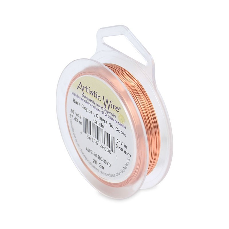 ARTISTIC WIRE, 26 GAUGE (0.41MM), BARE COPPER. SOLD PER PACK OF 30YD.