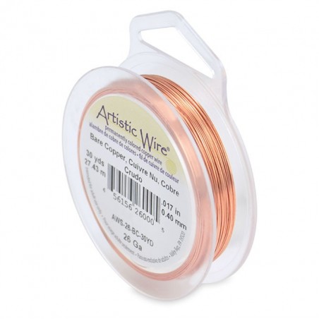 ARTISTIC WIRE, 26 GAUGE (0.41MM), BARE COPPER. SOLD PER PACK OF 30YD.