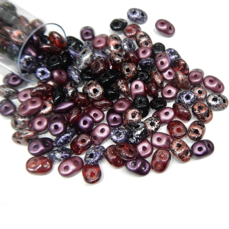 SUPERDUO, 2.5X5MM, PINOT NOIR. SOLD PER TUBE OF 10GM.