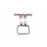CLASP, TOGGLE, SQUARE, 2-STRAND, 19X20MM, RHODIUM PLATED BRASS, NICKEL FREE. SOLD PER PACK OF 5.